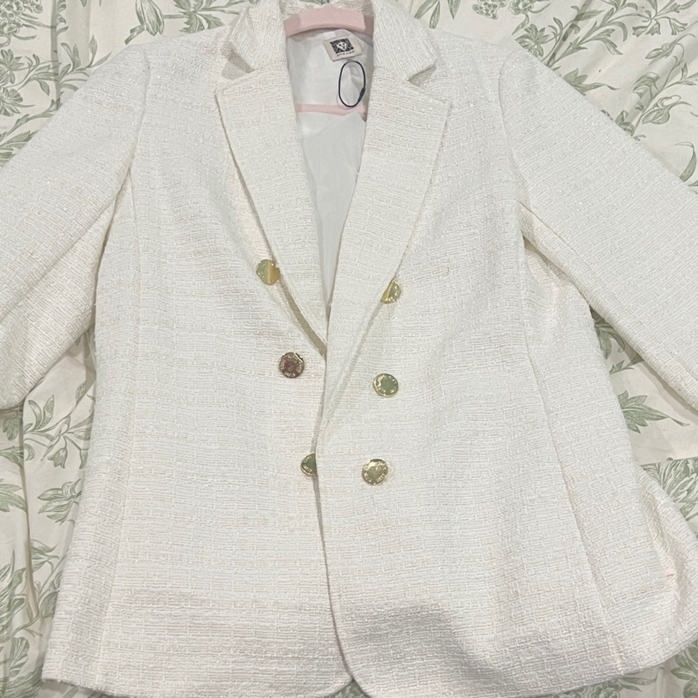 Anne Klein Cream Blazer with Gold Buttons